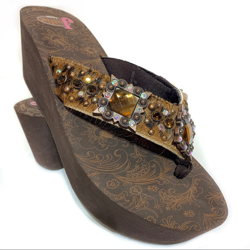 🖤JUSTIN Bling Platform Flip Flops